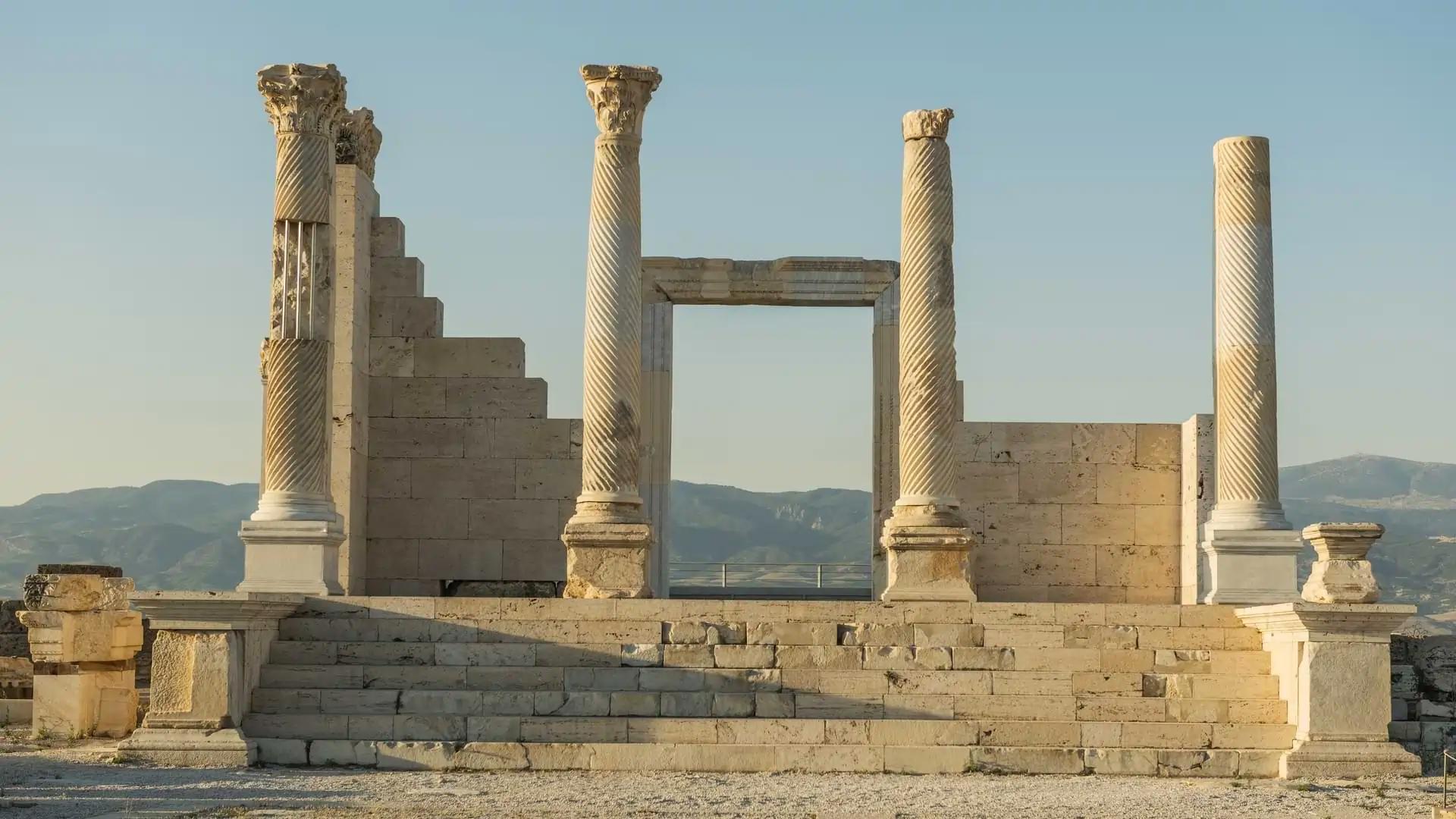 Excavated pillars and streets of the Lukewarm Church of Laodicea
