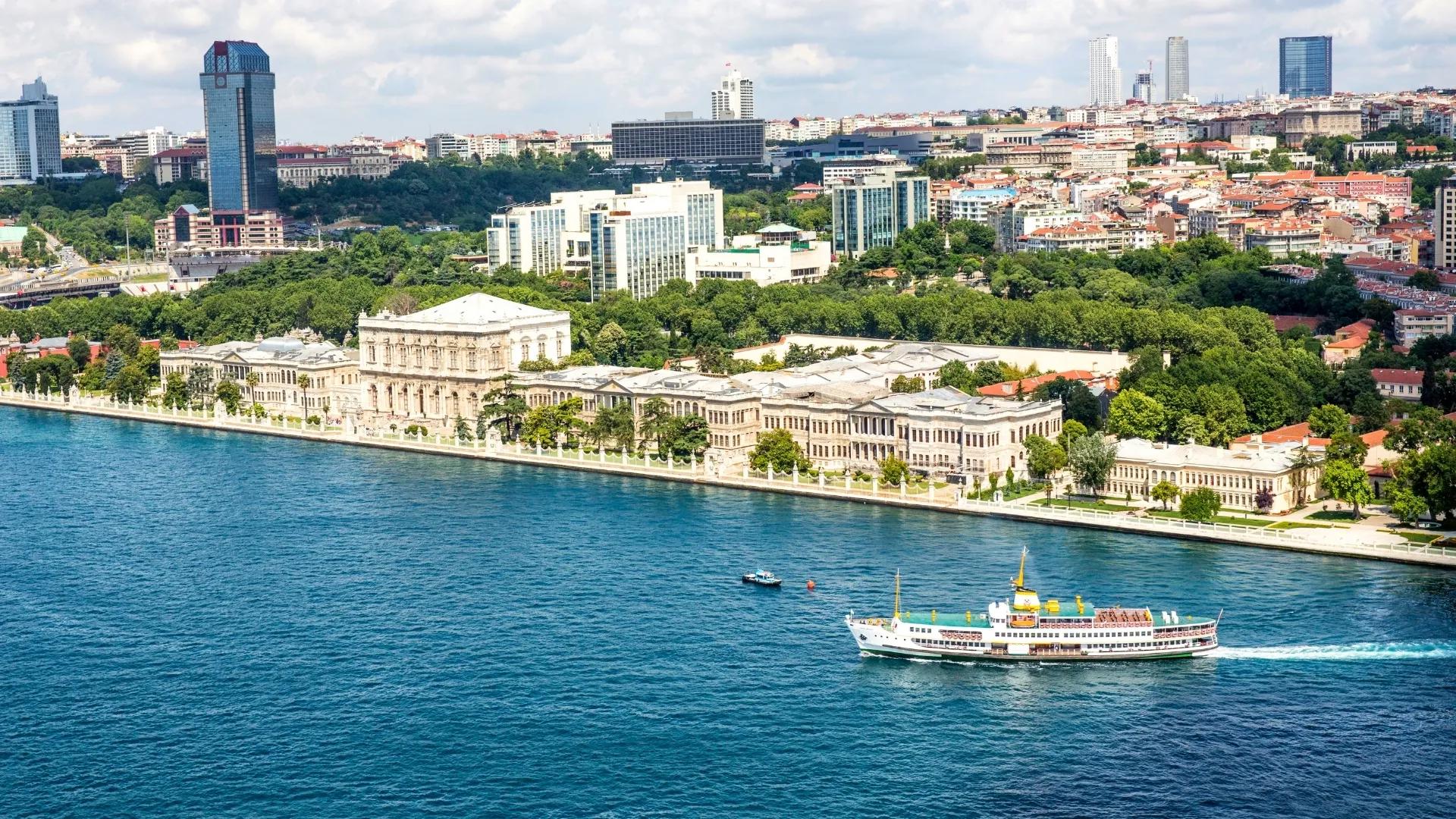 Enjoy a scenic Istanbul layover tour with Dolmabahce Palace and Bosphorus cruise views along the European shore.