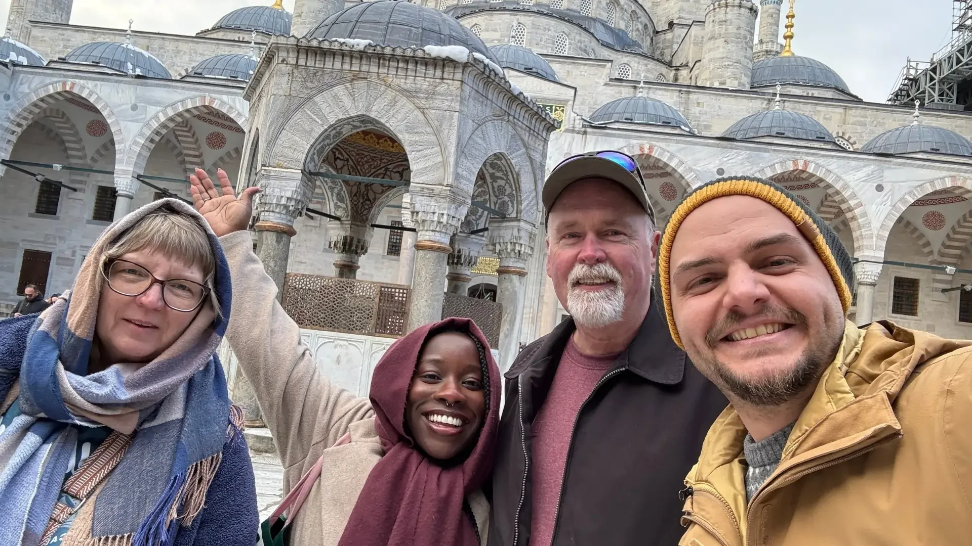 Guests enjoying a private visit to the courtyard of Istanbul’s Blue Mosque.