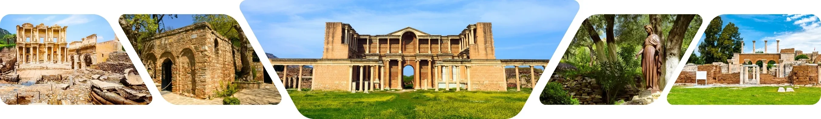A stunning collage displaying various buildings and mountains, including Istanbul, Pamukkale, and Cappadocia for tour listing page of Guided Istanbul Tours